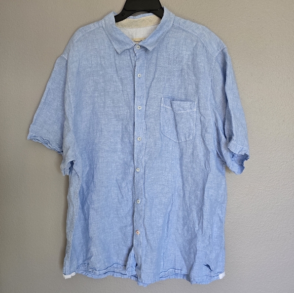 Tommy bahama 100% Linen button down Men's Light Blue Casual Shirt/ XXL - Picture 1 of 11